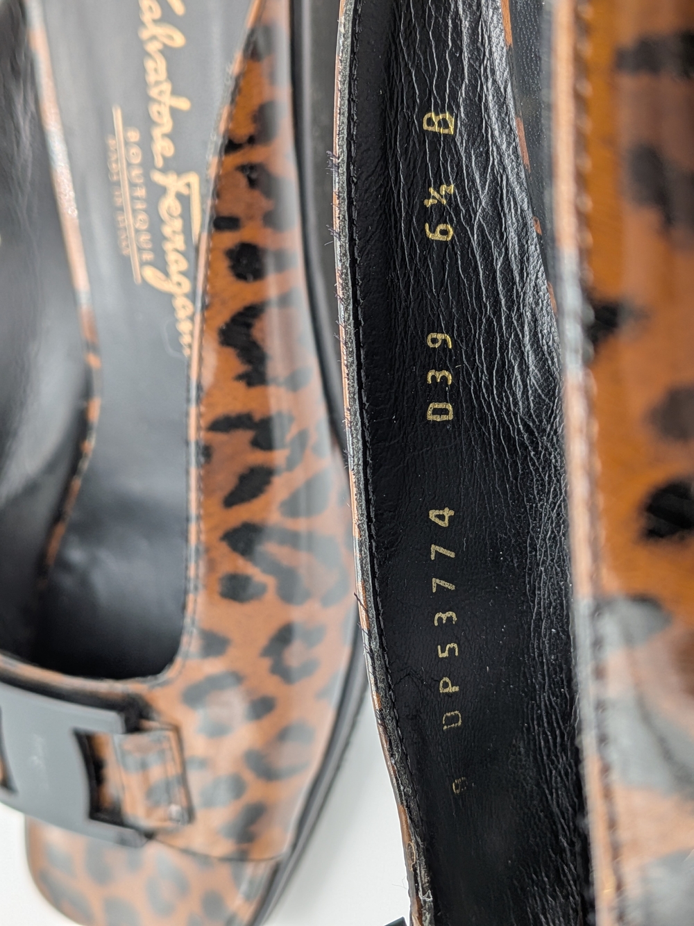 Salvatore Ferragamo Leopard Print Wedge Mules Slides Sandals Size 6.5 B Italy - Picture 8 of 9